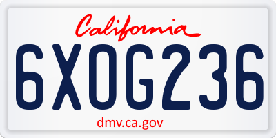 CA license plate 6XOG236