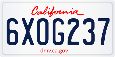CA license plate 6XOG237