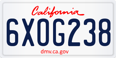 CA license plate 6XOG238
