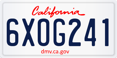 CA license plate 6XOG241