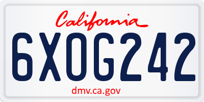 CA license plate 6XOG242