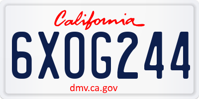 CA license plate 6XOG244