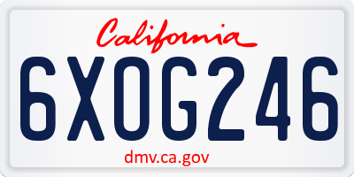 CA license plate 6XOG246