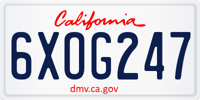 CA license plate 6XOG247