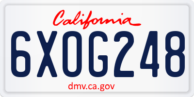 CA license plate 6XOG248