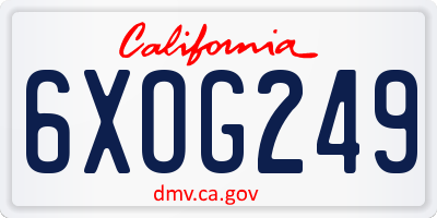 CA license plate 6XOG249