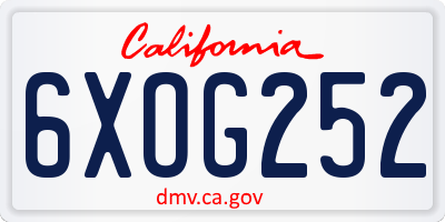 CA license plate 6XOG252