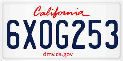 CA license plate 6XOG253