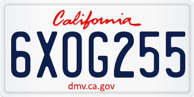 CA license plate 6XOG255