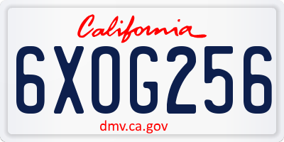 CA license plate 6XOG256