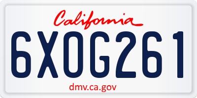 CA license plate 6XOG261