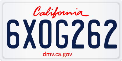 CA license plate 6XOG262