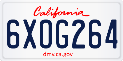 CA license plate 6XOG264