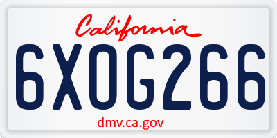 CA license plate 6XOG266