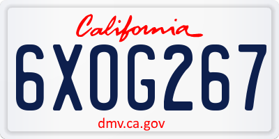 CA license plate 6XOG267
