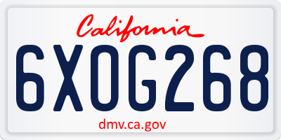 CA license plate 6XOG268