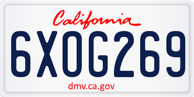 CA license plate 6XOG269
