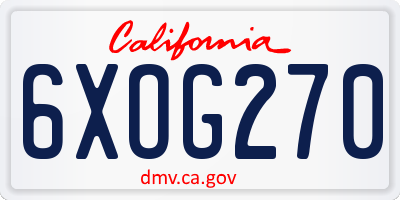 CA license plate 6XOG270