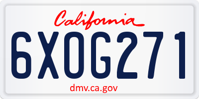 CA license plate 6XOG271