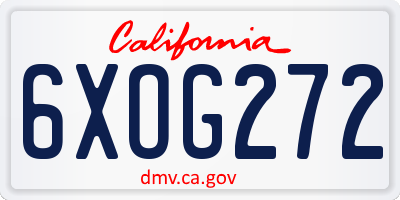 CA license plate 6XOG272
