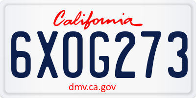 CA license plate 6XOG273