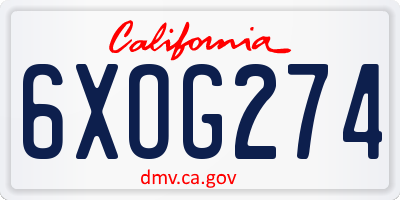 CA license plate 6XOG274
