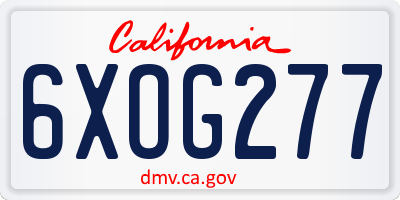CA license plate 6XOG277