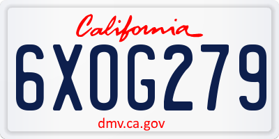 CA license plate 6XOG279