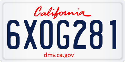 CA license plate 6XOG281