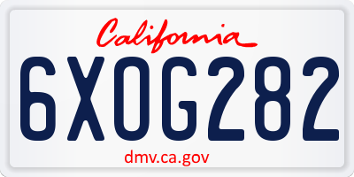 CA license plate 6XOG282