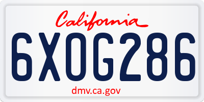 CA license plate 6XOG286