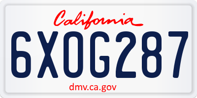 CA license plate 6XOG287