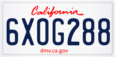 CA license plate 6XOG288