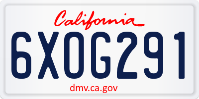 CA license plate 6XOG291