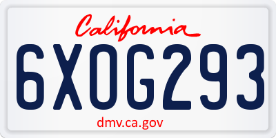 CA license plate 6XOG293