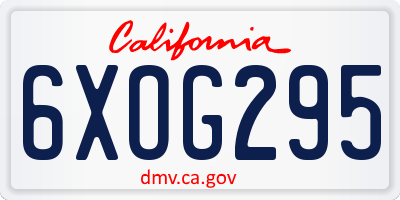 CA license plate 6XOG295