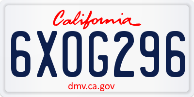 CA license plate 6XOG296