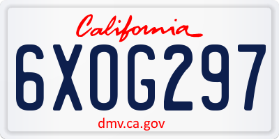 CA license plate 6XOG297