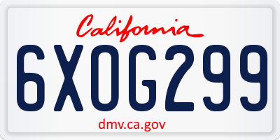 CA license plate 6XOG299