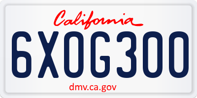 CA license plate 6XOG300