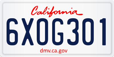 CA license plate 6XOG301
