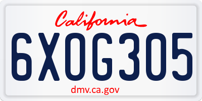 CA license plate 6XOG305