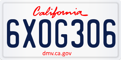 CA license plate 6XOG306