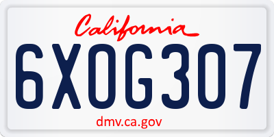 CA license plate 6XOG307