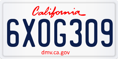 CA license plate 6XOG309