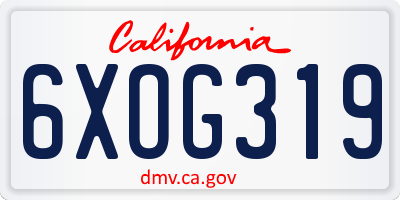 CA license plate 6XOG319