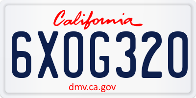 CA license plate 6XOG320