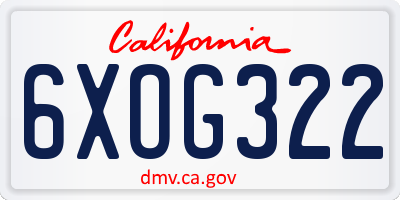 CA license plate 6XOG322