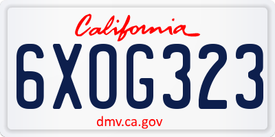 CA license plate 6XOG323