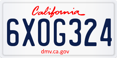 CA license plate 6XOG324
